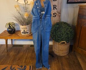 Free People Indigo Denim Overalls